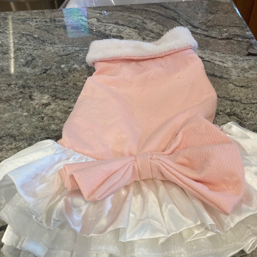 Pink and White Dog Accessory with Bow